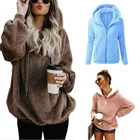 2019 Fall Winter Plus Size Women's Warm Long Sleeves Fleece Sherpa Pullover Hoodie With Pocket