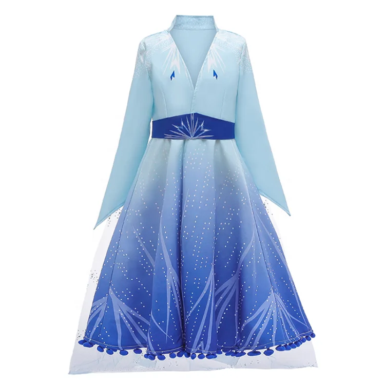 2019 جديد اللباس للبنات الملابس المجمدة 2 عائشة الأميرة مجموعة عيد الميلاد تأثيري إلسا عيد ميلاد حزب السماء الزرقاء الأميرة اللباس
