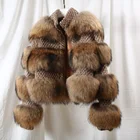 Winter Warm Women Jackets Full Pelt Thick Ladies Stand Collar Long Sleeve Natural Real Raccoon Fur Coats