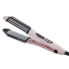 LCD professional ceramic curling iron straightening brush hair straightener comb brush