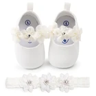 Child Moccasin Shoes Baby Dress Shoes & Headband Set Bling Diamond Flower Toddler girl Kids New Born Baby Infant Toddler Shoes
