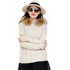 Hot sale fashionable crocheted woolen embroidered hooded sweater with raccoon fur