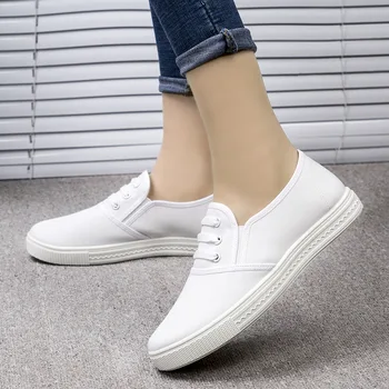 womens white canvas slip on shoes
