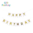 Customized Birthday Banner Balloons Garland String Happy Birthday Banner Paper Hanging Flag Party Decoration Paper Flags