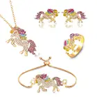 Set Factory Sale Various Alloy New Unicorn Necklace Bracelet Ring Jewelry Set