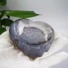 Hot Sale Bulk Wholesale Natural Agate Crystal Geode Carved Heart Skeleton Ornament Home Decoration For Sale