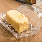 glass butter storage dish plate pot with lid glass tableware kitchen