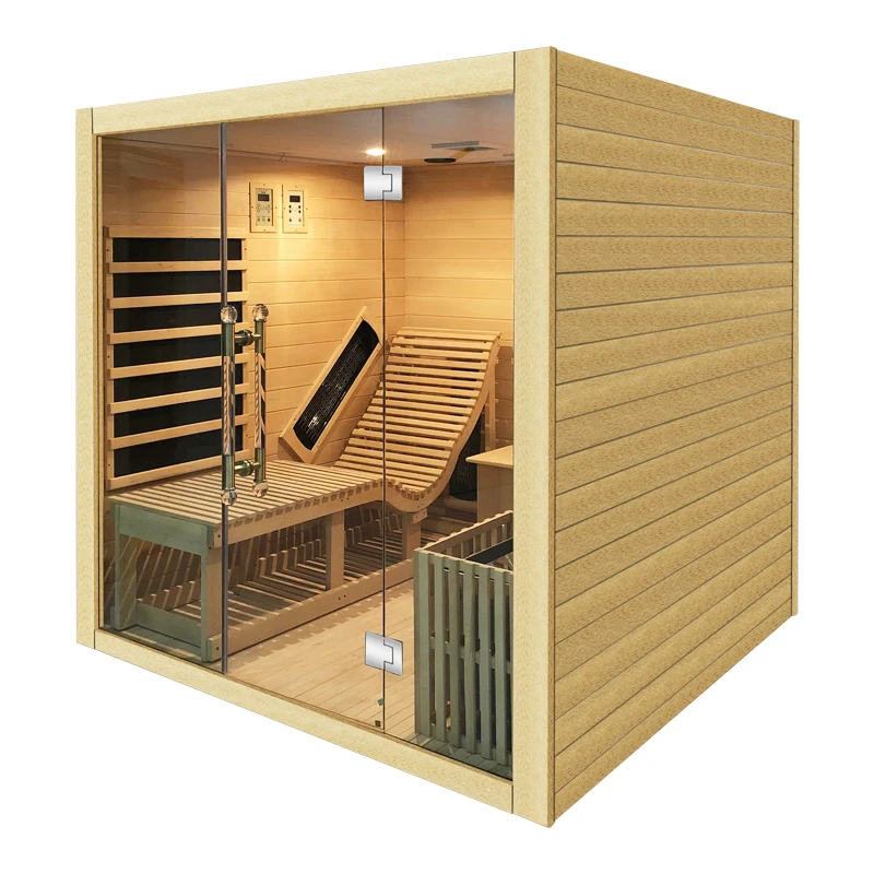 Traditional Style Indoor Wooden Infrared dry steam sauna room