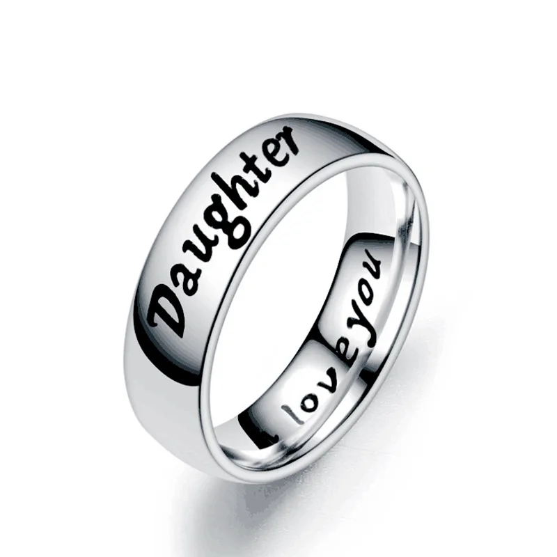 father gift DAD father's day stainless steel men's ring MOM DAUGHTER SON family members jewelry ring