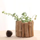 Wood Wood Round Flower Pots With Glass Liner Pots For Plants Vase For Home Decor Solid Wood Wooden Flower Plater Pot