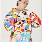 Hoodies KRKC 2020 New Design Printing Sunflower Cotton Oversize Flower Unisex Hip Hop Women Men's Hoodies