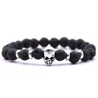 Natural Stone 8MM Tiger Eye Beads Bracelet Zinc Skull Charm Beaded Bracelet for Men Cheap Wholesale