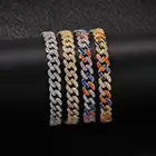 8mm Colorful Pink Cubic Zirconia Stones Ice Out Cuban Link Chain Hip Hop Jewelry Necklaces