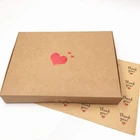 Kraft Thermal Printing Love Heart Wedding Gift Natural Silk Scarf Brown packaging paper box with Silk