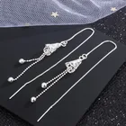 Bell Earrings 925 Sterling Silver Long Hollow Bell Tassel Elegant Round Bead Wind Chime Ear Line Earrings