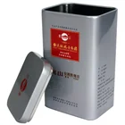 Rectangular tea tin can with double lid