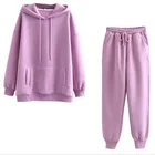 Hoodies Sweatshirt Custom Logo Loose 2 Piece Pants Set Fleece Winter Women Hoodies Sweatshirt Jogging Sets