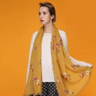 wool embroidered wholesale cotton and linen hijab muslim flower soft warm scarf women hijab
