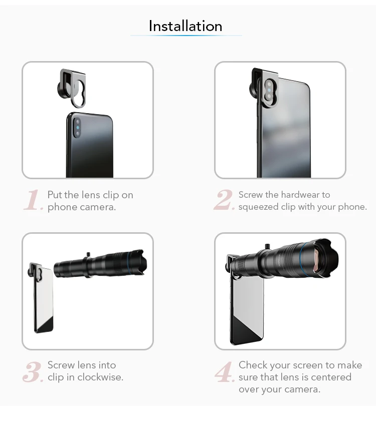 Apexel 36X Zoom Waterproof Telephoto Lens For Mobile Phone with Tripod