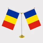 100% polyester Plastic flag pole Golden arrow top World National table manner Two sides desk flag stand