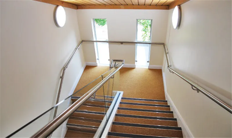 Hot Sale Stainless Steel Pipe Handrail Tempered Glass Railing For Interior Staircase