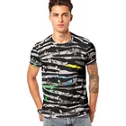 Wholesale Geometric Graphic Tee Men Dri Fit T-Shirt Printed Short Sleeve 100% Polyester Casual T Shirt Man Black