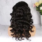 Brazilian human hair Virgin natural color black loose wave 4x4 closure lace wig for black women