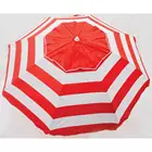 7' Big Red and white cabana stripes Vented Outdoor Beach Umbrella with UV-resistant fabric