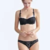 Popular Lingerie Ladies Sexy Breathable Net see through lace sexy bra set