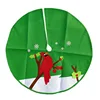 Personalized Green Bird & Snowflake Printed Round Christmas Tree Skirt