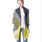 140*140CM Oversized Tartan Wrap Shawl Lady Outdoor Tassel Square Scarves Warm Blanket Woman Plaid Scarf