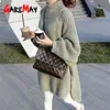 Garemay Autumn Winter Women Warm Turtleneck Sexy Loose Pregnant Maxi Plus Size Female Ladies Long Sweaters Knitted Sweater Dress