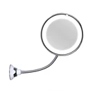 Flexible Gooseneck LED Lighted 10X Magnifying Makeup Mirror with Power Locking Suction Cup