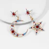 Fashion Zircon CZ Tassel Stud Earrings Ladies Ear Ring Cute Trendy Moon Star Earring Jewelry for Girls