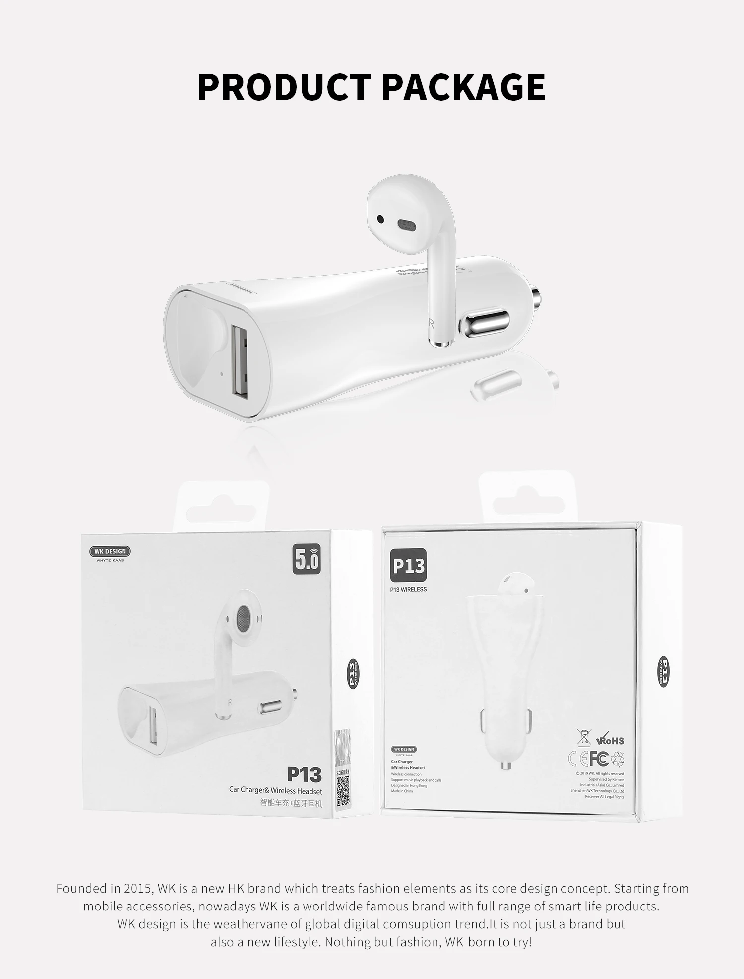 New Arrival P13 2 in 1 Smart Car Charger 2.4A and Wireless Bluetooth 5.0 Headset designed for Drivers Research - ANKUX.COM
