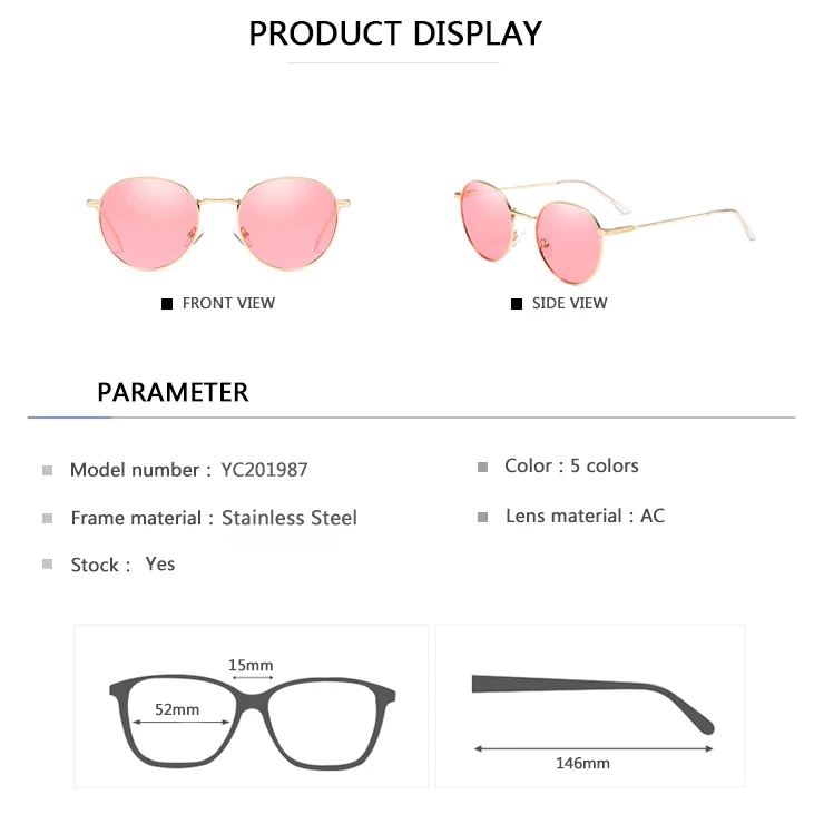 EUGENIA Unisex Brand Designer Sunglasses round polarized sunglasses fashion sun glasses for women