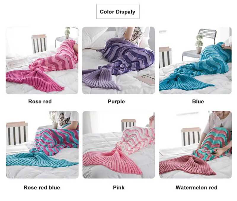 i@home Wavy striped fishtail soft acrylic knitted mermaid tail blanket adult