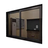 Philippines house cheap price double pane heat insulation reflect glass black aluminum sliding windows for sale