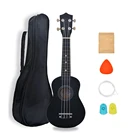 Wooden Ukulele 21 Inch Soprano Hawaiian Guitar Basswood Small Guitar for Beginner