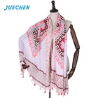 New Stylish Multi-Colors Solid Tie Dyed Head Scarf Muslim Female Fashion Cotton Scarf With Tassel
