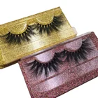 Glitter Lash Box Rectangle Plastic Lash Case for 25mm Mink Eyelashes Bling Lash Case