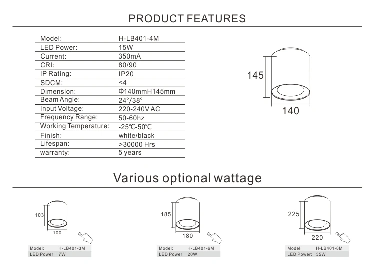 HH23 Aluminium 24w Zigbee 20 Watt Warm White Cob Hanging Motion Sensor Recessed Tunable 4 Inch Light Led Downlight - ANKUX.COM