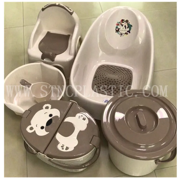 baby care cartoon pp plastic baby bath tub set 6pcs baby sets