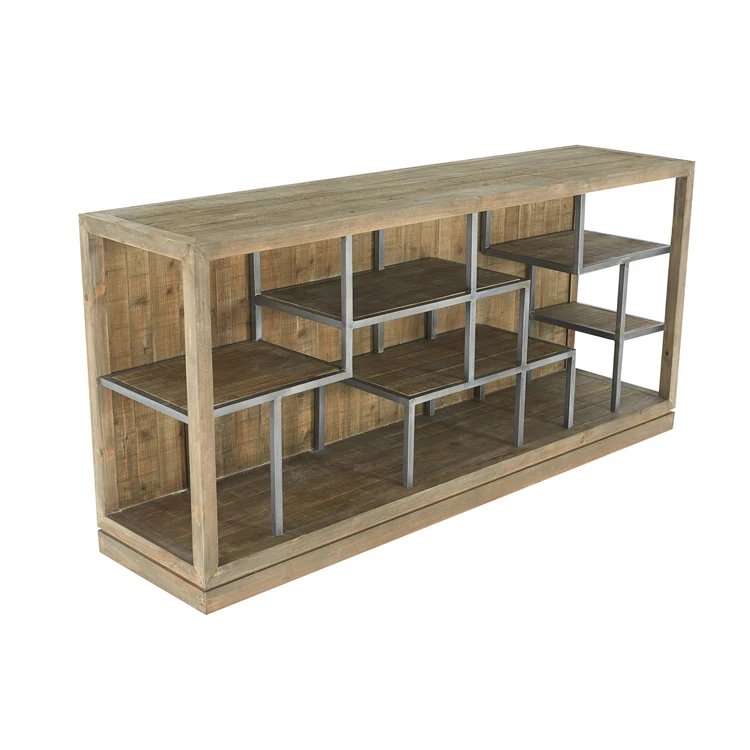 Industrial metal iron reclaimed fir wood sideboard cabinet
