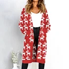 Hot Selling Wholesale Autumn Winter Knitting Pocket Long Women Girl Sweater Christmas Cardigan