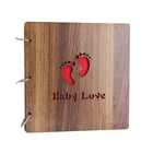 New product high quality wooden cover photo album for baby, DIY scrapbook album photo