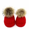 Fashion Fur pompom beanie/Custom silver fox fur pom poms winter knit winter hats with Removable fur/faux fur ball