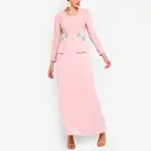 Fashion Lace Modern Thobe Women Design Baju Kurung Kebaya Long Sleeve Maxi With Girl Dress For Muslim Girls