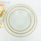 Luxury Wedding Banquet Dinnerware Sliver Gold Rim Wedding Charger Plate Sets