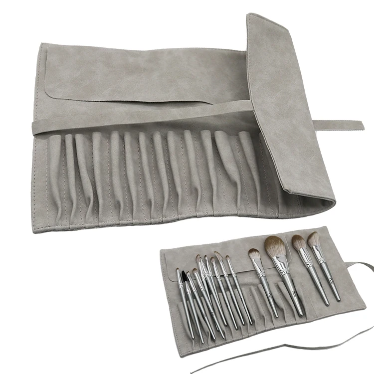 luxury pu leather cosmetic brush holder travel eyeshadow powder brushes storage portable blank roll up makeup brush bag, Gray
luxury pu leather cosmetic brush holder travel eyeshadow powder brushes storage portable blank roll up makeup brush bag, Gray